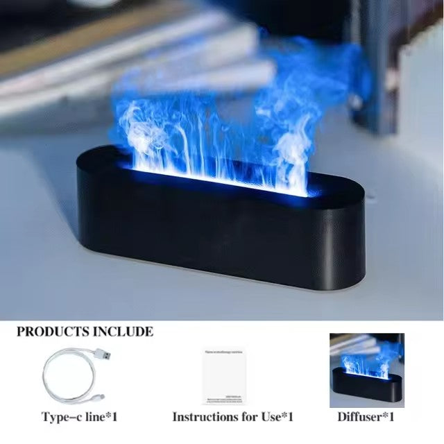 Lampe Flamme LED Humidificateur 7 Couleurs - Diffuseur d'Huiles Essentielles USB