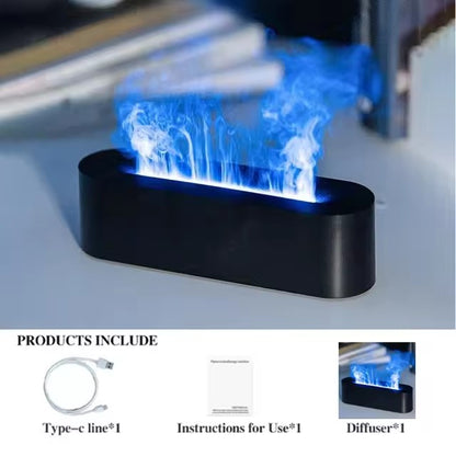 Lampe Flamme LED Humidificateur 7 Couleurs - Diffuseur d'Huiles Essentielles USB