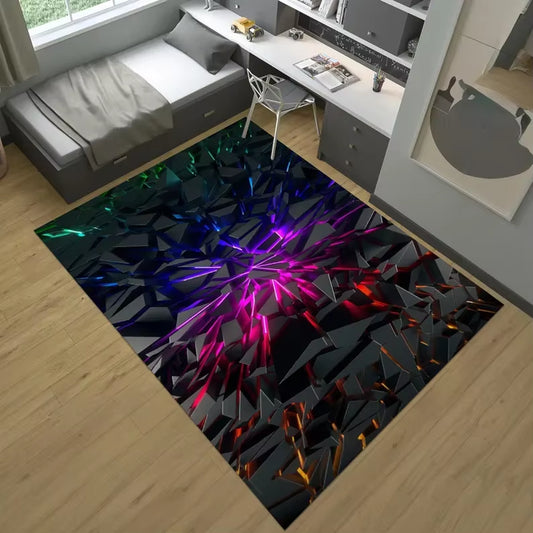 Gamer Rug Gaming Rug,Game Rug Geometric Rug,Colorful Rug Play Room Rug Neon Decor Rug Neon Look Sport Rug Area Rug,Gaming Gifts