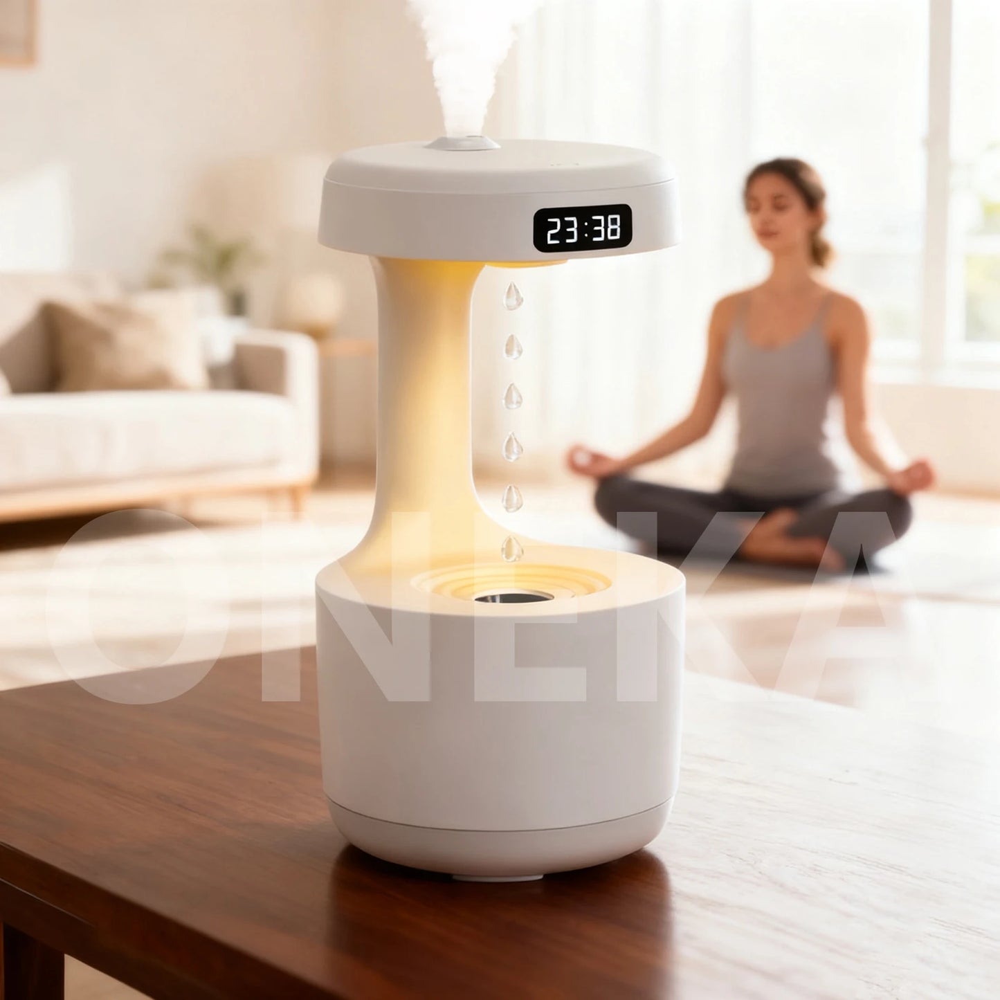 Fontaine Suspendue — Humidificateur Anti-Gravité & Veilleuse